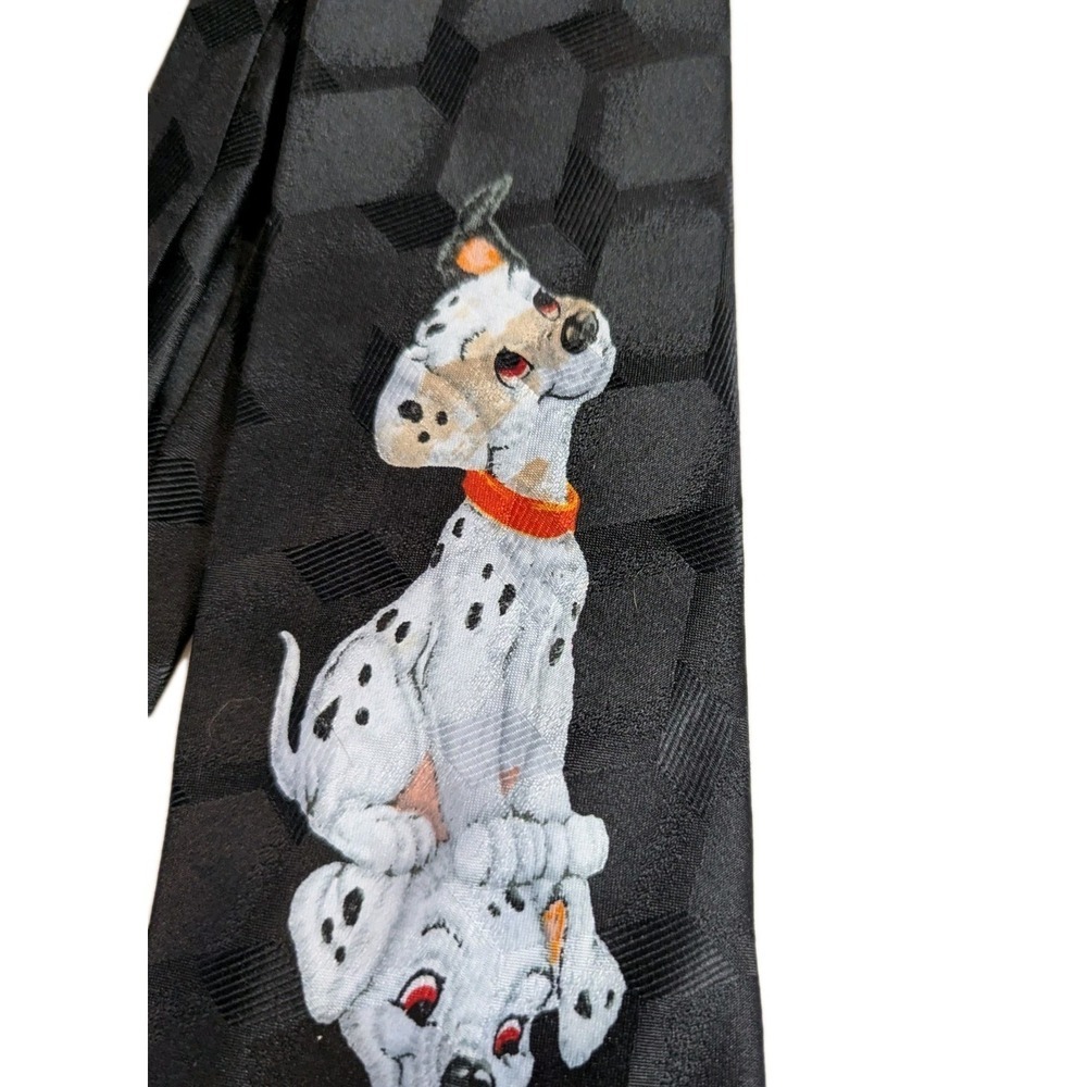 Vintage Addiction Dalmatian Puppy Stack Necktie 90s Novelty Black Retro Dog - Picture 6 of 6